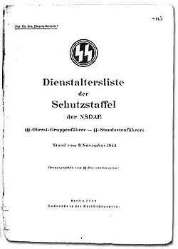 Dienstaltersliste der Schutzstaffel der NSDAP (SS-Oberst-Gruppenführer u. SS-Standartenführer) 9 November 1944